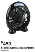 Desk Fan 18cm (Black Rechargeable) 81460202