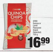 Spar Quinoa Or Lentil Flavoured Snack-100g Each
