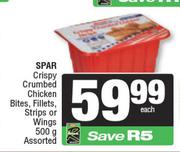   Spar Crispy Crumbed Chicken Bites, Fillets, Strips Or Wings Assorted-500g Each