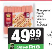    Thompsons Family Value Viennas Assorted-1kg Per Pack