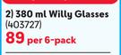 Consol 380ml Willy Glasses-Per 6 Pack