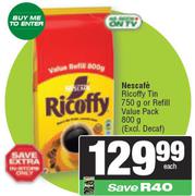 Nescafe Ricoffy Tin 750g Or Refill Value Pack 800g