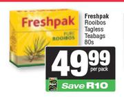 Freashpak Rooibos Tagless Teabags-80s Per Pack 