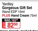 Yardley Gorgeous Gift Set Wand EDP 15ml Plus Hand Cream 75ml