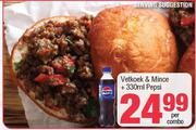 Vetkoek & Mince + 330ml Pepsi-Per Combo