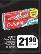 Colgate Triple Action Toothpaste Value Pack-2 x 100ml Per Pack