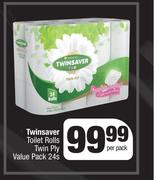 Twinsaver Toilet Rolls Twin Ply Value Pack-24s Per Pack