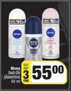 Nivea Roll On Assorted-For Any 3 x 50ml