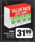 Dettol Hygiene Soap Assorted-4 x 175g Per Pack