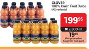 Clover 100% Krush Fruit Juice (All Variants)-10 x 500ml
