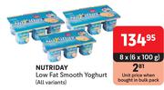 Nutriday Low Fat Smooth Yoghurt (All Variants)-8 x 6 x 100g