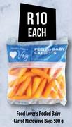 Food Lover's Peeled Baby Carrot Microwave Bags-500g Each