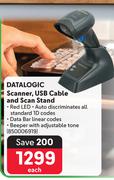 Datalogic Scanner, USB Cable & Scan Stand-Each