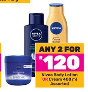 Nivea Body Lotion Or Cream Assorted-For 2 x 400ml