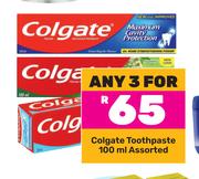 Colgate Toothpaste Assorted-For 3 x 100ml