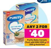 Purity Baby Cerals Just Add Milk-For 2 x 200g Or 250g-