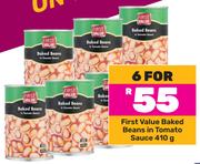 First Value Baked Beans In Tomato Sauce-For 6 x 410g