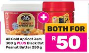 All Gold Apricot Jam 300g Plus Black Cat Peanut Butter 250g-For Both