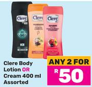 Clere Body Lotion Or Cream Assorted-For Any 2 x 400ml