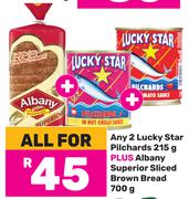 Lucky Star Pilchards 2 x 215g Plus Albany Superior Sliced Brown Bread 700g-For All