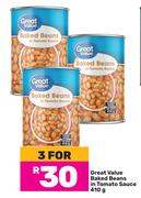 Great Value Baked Beans In Tomato Sauce-For 3 x 410g