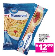 Great Value Macaroni Or Spaghetti-500g Each
