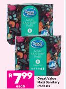 Great Value Maxi Sanitary Pads-8s Each