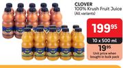 Clover 100% Krush Fruit Juice (All Variants)-10 x 500ml