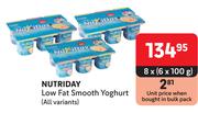 Nutriday Low Fat Smooth Yoghurt (All Variants)-8 x 6 x 100g