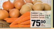 Spar Freshline Potatoes 3Kg, Freshline Onions 3Kg & Freshline Carrots 3Kg-Per Combo