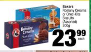 Bakers Romany Creams Or Choc Kits Biscuits Assorted-200g Each