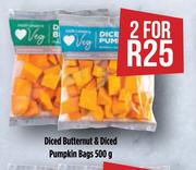 Diced Butternut & Diced Pumpkin Bags-For 2 x 500g