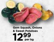 Gem Squash, Onions & Sweet Potatoes-Per Kg