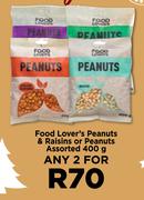 Food Lover's Peanuts & Raisins Or Peanuts Assorted-For Any 2 x 400g