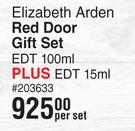Elizabeth Arden Red Door Gift Set EDT 100ml Plus EDT 15ml-Per Set