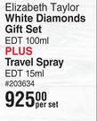 Elizabeth Taylor White Diamonds Gift Set EDT-100ml Per Set