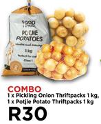 1xPickling Onion Thriftpack 1kg & 1xPotjie Potato Thriftpack 1Kg Combo-Per Combo
