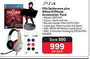 PS4 Spiderman Plus White H/Phone Accessories Pack-Per Pack