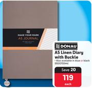 Donau A5 Linen Diary With Buckle-Each