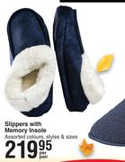 Slippers With Memory Insole-Per Pair