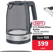 Defy 1.7Ltr Tinted Glass Kettle WK5300G 