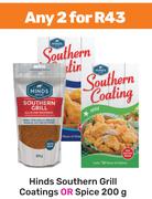 Hinds Southern Grill Coatings Or Spice-For Any 2 x 200g
