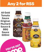 All Gold Tomato Sauce Original Mustard Sauce & BBQ Sauce-For Any 2 x 500ml