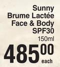 Payot Sunny Brume Lactee Face & Body SPF30-150ml Each