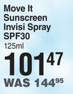 Tropitone Move It Sunscreen Invisi Spray SPF30-125ml