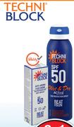 Techni Block Wet & Dry Active Sun Protection Spray SPF50-150ml Each