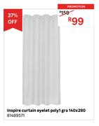 Inspire Eyelet Poly 1 Gra 140 x 280 Curtain 