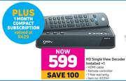 DSTv HD Single View Decoder Installed +1