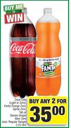 Coca Cola(Light Or Zero),Fanta Orange Zero,Sprite Zero,Tab Or Stoney Ginger Beer Zero-2x2.25Lr
