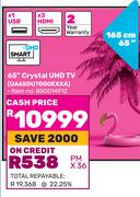 Samsung 165cm (65") Crystal UHD TV UA65DU7000KXXA